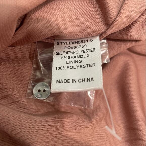 NWT JODIFL Boutique Pink Blush Rose Gold Shiny Metallic Ruffle Tiered Dress- M - Picture 5 of 7